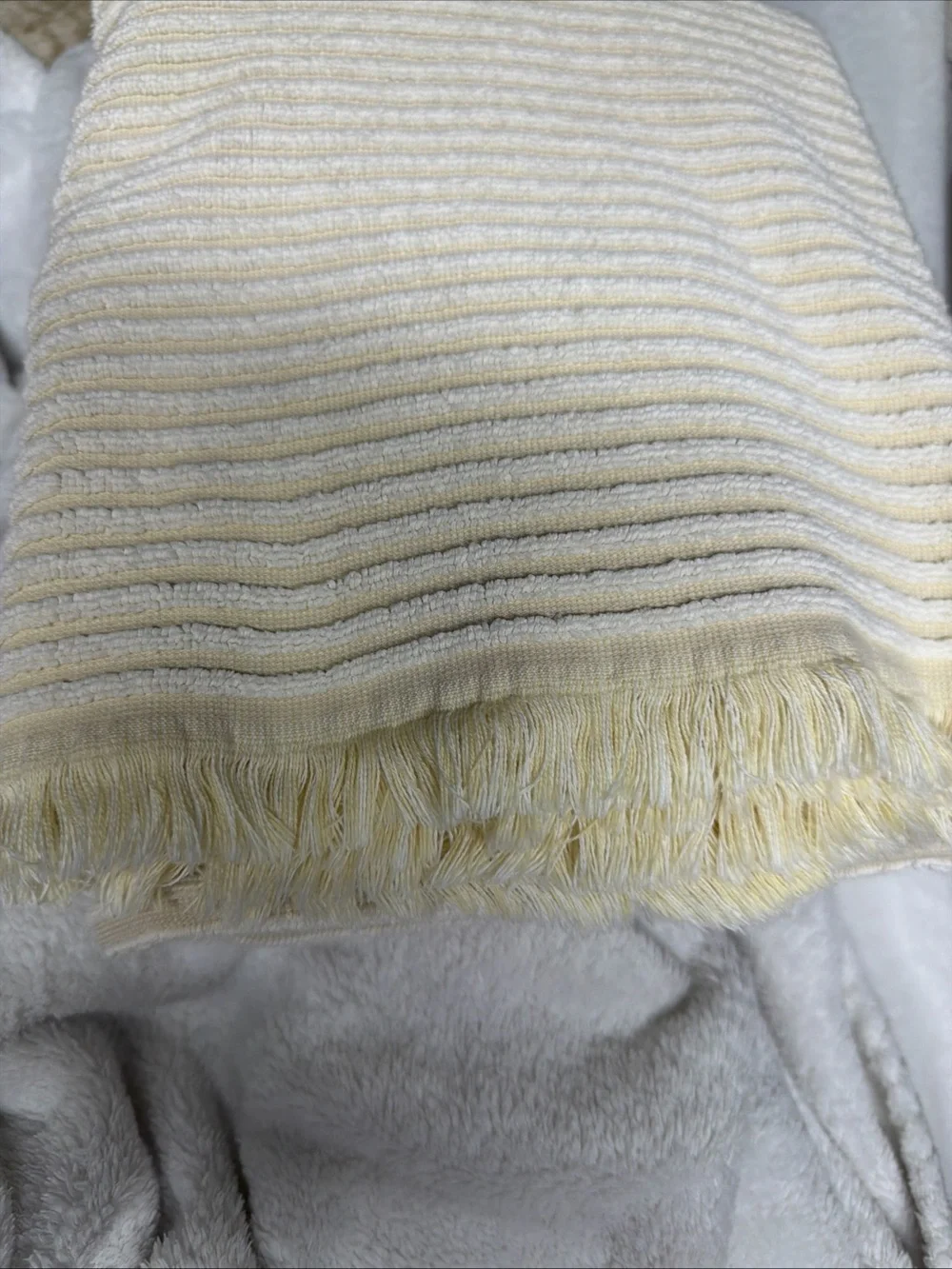 BIANCA Cream Ribbed 100% Cotton bath towel 26.5”x 54” luxurious